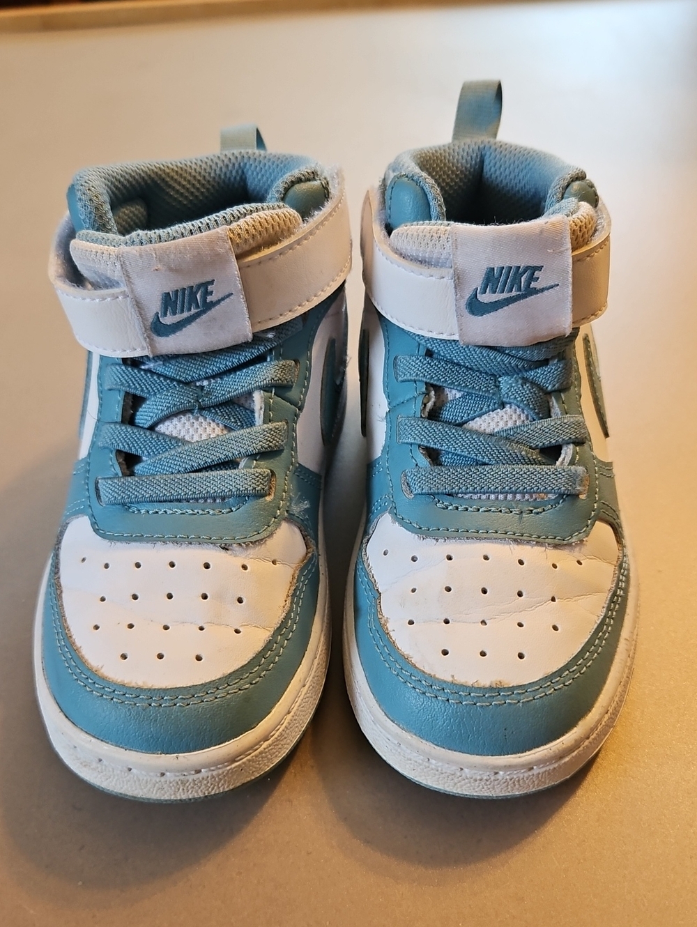 Nike Kids Teal and White Mid-Top Sneakers